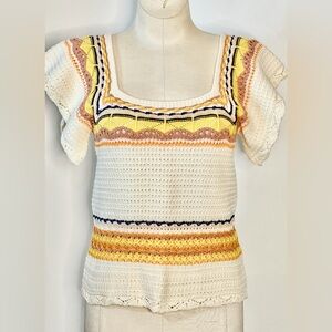 Bishop & Young Short Sleeve Summer Sweater - Square Neck Top